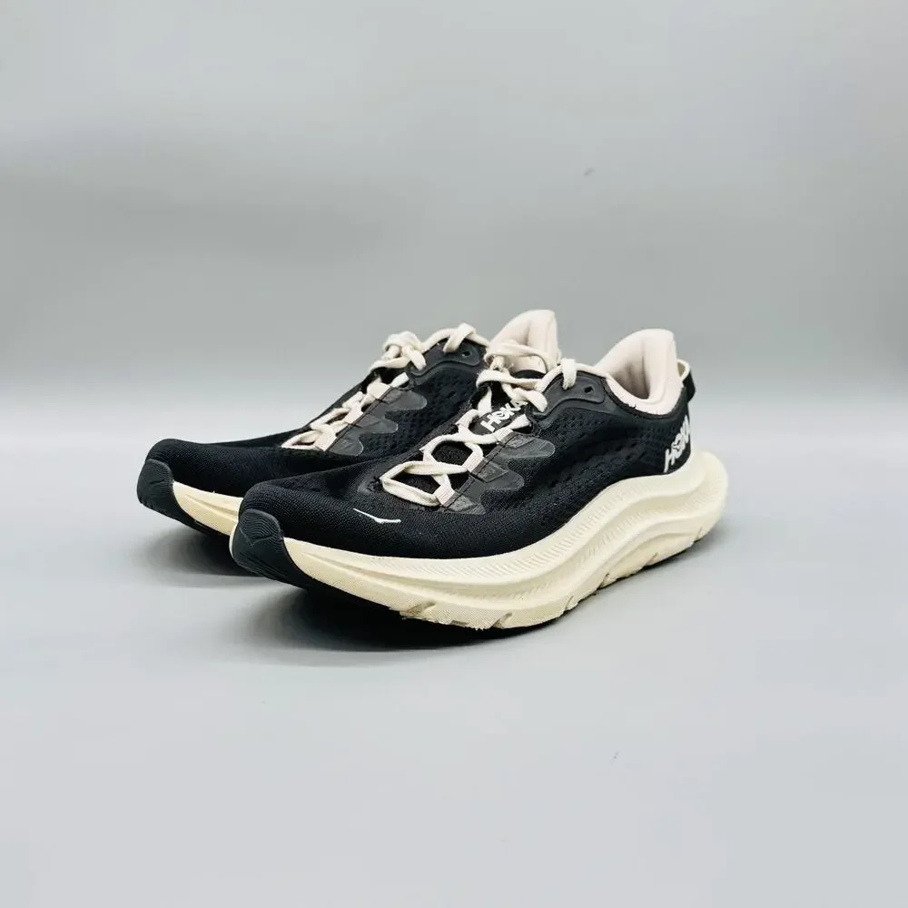 Hoka One One Black and Cream Athletic Running Shoes